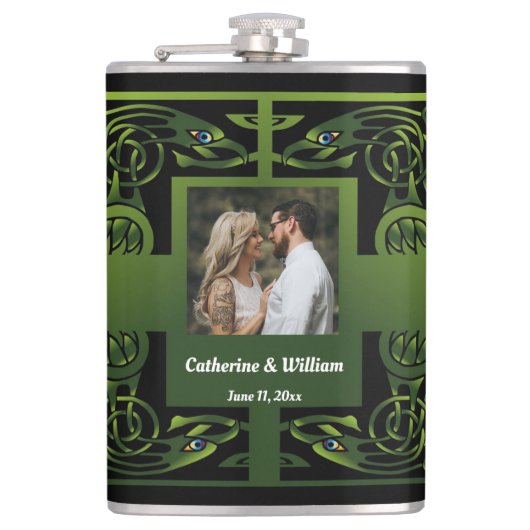 Flasques Design Celtique irlandais traditionnel vert (Devant)