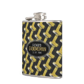 Flasques Design élégant Black Gold Custom Design Groomsmen  (Gauche)