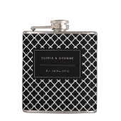 Flasques Design moderne Black ivoire Quatrefoil Nom Mariage (Devant)