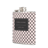 Flasques Design moderne Black Rose Quatrefoil Nom Mariage (Gauche)