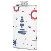Flasques Design nautique bleu, blanc et rouge (Gauche)