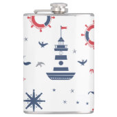Flasques Design nautique bleu, blanc et rouge (Devant)