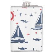 Flasques Design nautique bleu, blanc et rouge (Dos)