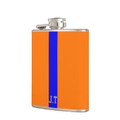 Flasques Design sportif Orange et Monogramme bleu (Gauche)