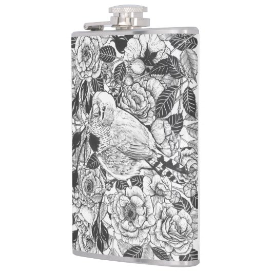 Flasques Dessin à encre de buisson Zebra et rose (Gauche)