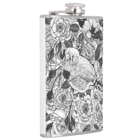 Flasques Dessin à encre de buisson Zebra et rose (Droite)