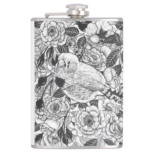 Flasques Dessin à encre de buisson Zebra et rose (Devant)