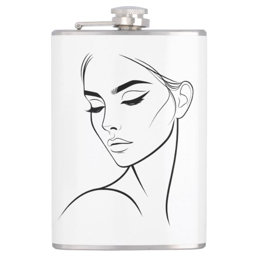 Flasques Dessin à visage féminin d'une ligne no3 (Devant)