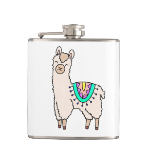 Flasques dessin animé de llama alpaga souriant