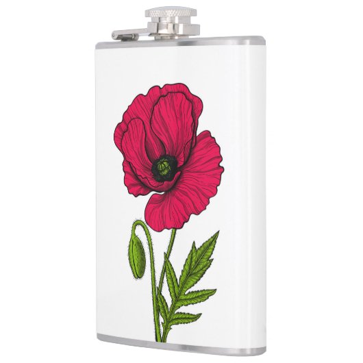 Flasques Dessin de pavot rouge (Gauche)