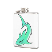 Flasques dessin souriant requin menthe bleu vert océan anim (Gauche)