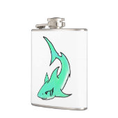 Flasques dessin souriant requin menthe bleu vert océan anim (Gauche)