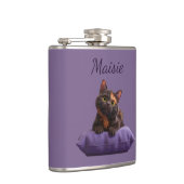 Flasques Dessin Tortoiseshell Kitten sur coussin pourpre (Droite)