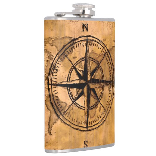 Flasques Destinations - Compass Rose et carte du monde (Droite)