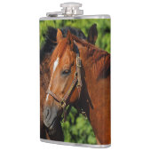 Flasques Deux beaux chevaux de châtaignes au soleil (Gauche)