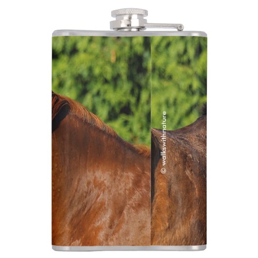 Flasques Deux beaux chevaux de châtaignes au soleil (Dos)