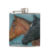 Flasques Deux bébés chevaux noir poulain noir portrait de p (Devant)