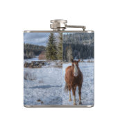 Flasques Deux Chevaux de Ranch Jouer à la Neige d'hiver IV (Dos)