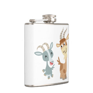 Flasques Deux Jolies Cartoon Chèvres Hip Flask