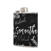 Flasques Deux noms couple motif monogramme noir gris blanc (Gauche)