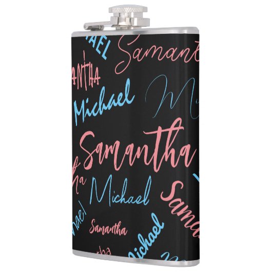 Flasques Deux noms couples motif monogramme bleu rose clair (Gauche)