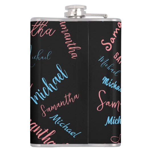 Flasques Deux noms couples motif monogramme bleu rose clair (Dos)