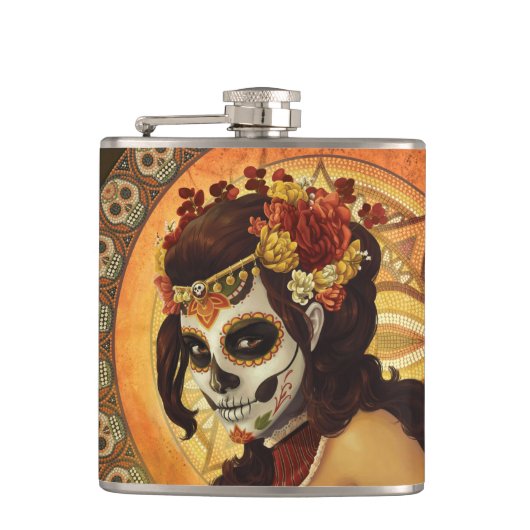 Flasques Dia De Los Muertos Throw Pillow (Devant)