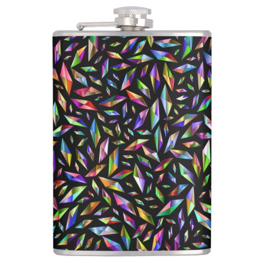 Flasques Diamants multicolores abstraits modernes sur noir (Devant)