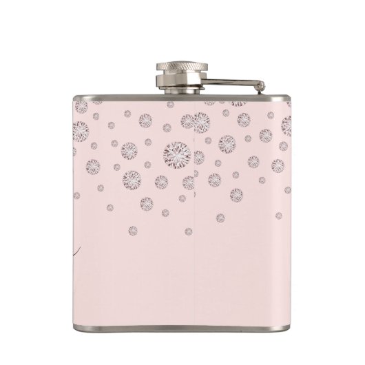 Flasques Diamants rose blush or rose monogramme script (Dos)