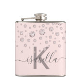 Flasques Diamants roses blush or rose script monogramme (Devant)