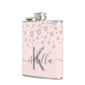 Flasques Diamants roses pastel or rose monogramme écriture (Gauche)