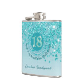 Flasques Dix-huit et Turquoise Parties scintillant bleue et (Gauche)