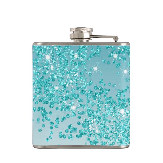 Flasques Dix-huit et Turquoise Parties scintillant bleue et (Dos)