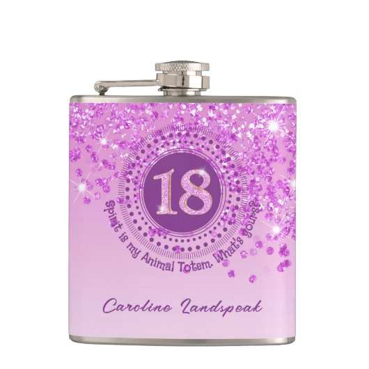 Flasques Dix-huit Parties scintillant roses et citation à b (Devant)