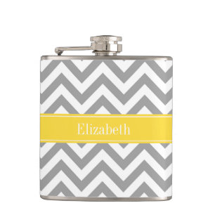 Flasques Dk Gray White LG Chevron Pineapple Nom monogram
