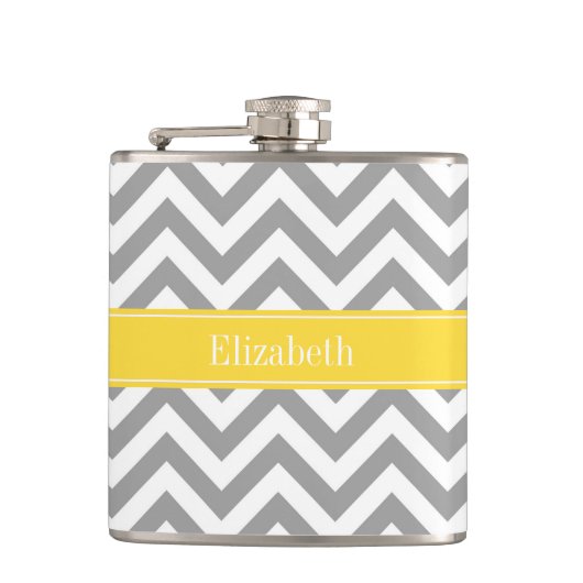Flasques Dk Gray White LG Chevron Pineapple Nom monogram (Devant)