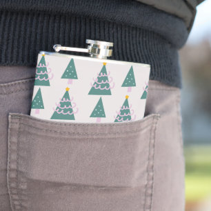 Flasques Doodles d'arbres mignons rose vert