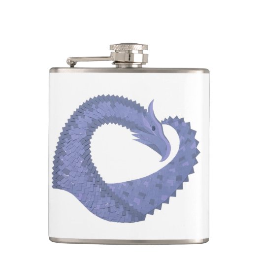Flasques Dragon de coeur gris bleu sur blanc (Devant)