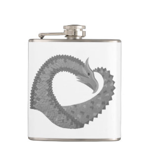 Flasques Dragon de coeur gris sur blanc