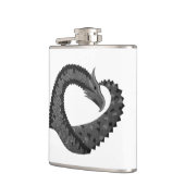 Flasques Dragon de coeur noir sur blanc (Gauche)