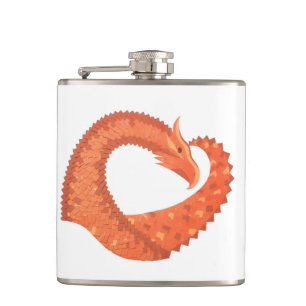 Flasques Dragon de coeur orange sur blanc