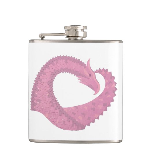 Flasques Dragon de coeur rose sur blanc (Devant)