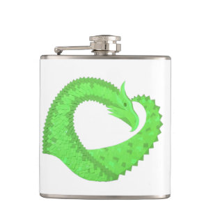 Flasques Dragon de coeur vert citron blanc