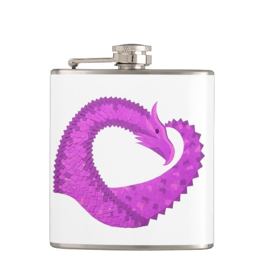 Flasques Dragon de coeur violet clair sur blanc (Devant)