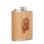 Flasques Dragon oriental rouge sur le style en bambou (Droite)