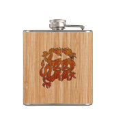 Flasques Dragon oriental rouge sur le style en bambou (Dos)
