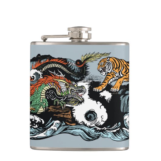 Flasques Dragon vert contre Tigre (Devant)
