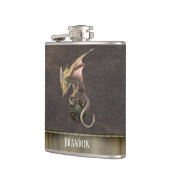 Flasques Dragon Viking Bouclier Cuir Aspect Cuivre (Gauche)