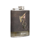 Flasques Dragon Viking Bouclier Cuir Aspect Cuivre (Droite)