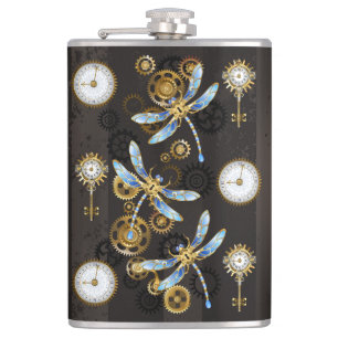 Flasques Dragonflies de Steampunk sur arrière - plan rayé
